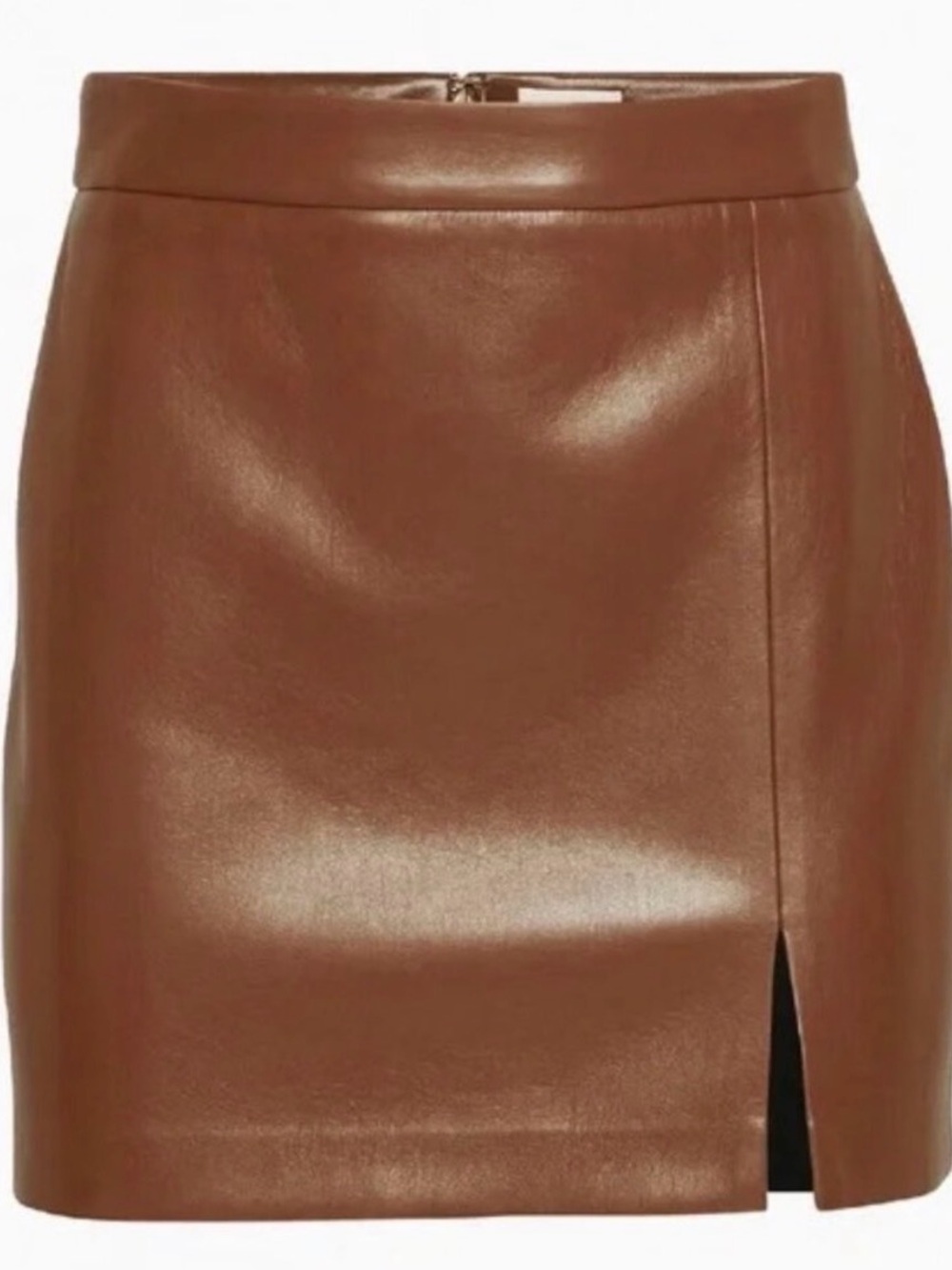 Aritzia Wilfred Brown Faux Leather Mini Skirt Size 4